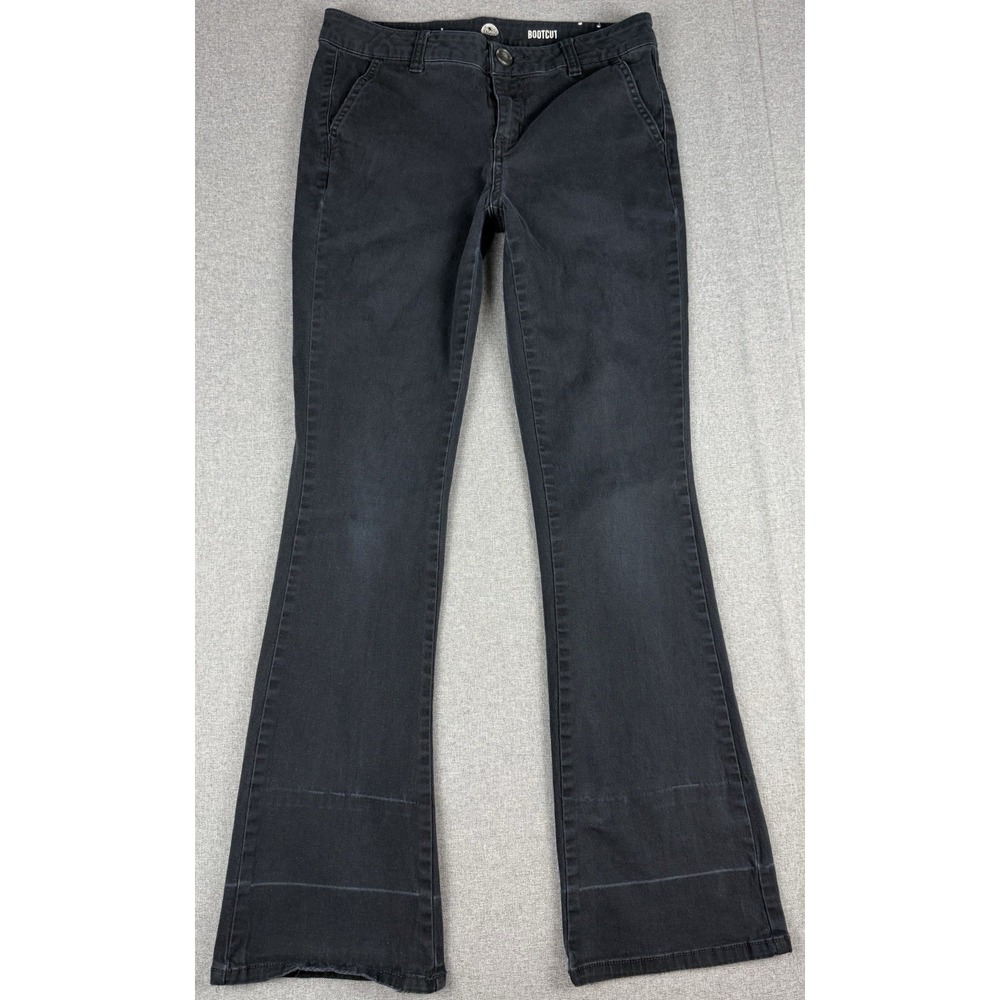 SO Womens Bootcut Pants Size 7 Black Stretch Cotton Mid Rise Y2K